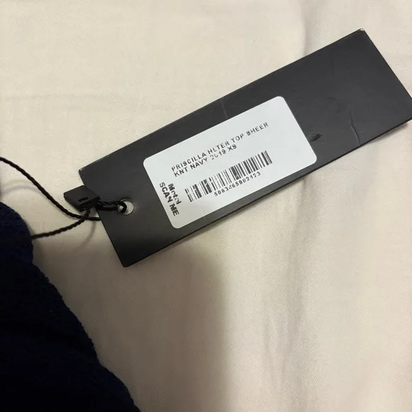 Motel Rocks Priscilla Halter Top in Sheer Knit Navy Blue - Picture 6 of 7